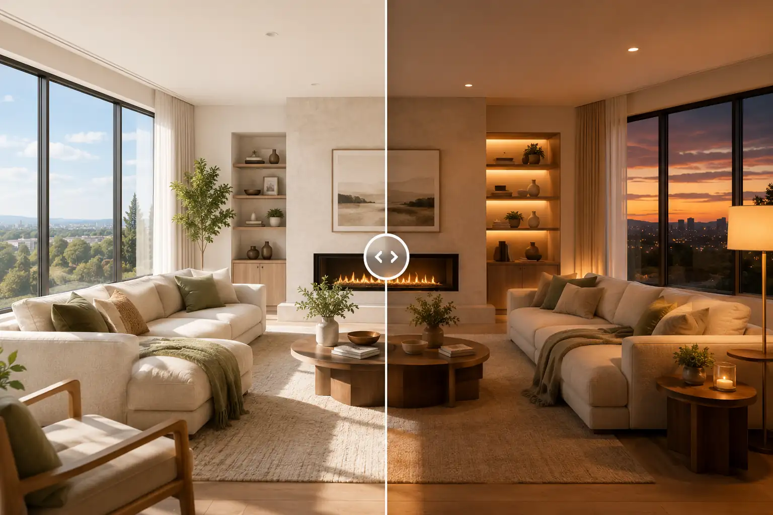 AI Day to Dusk room transformation